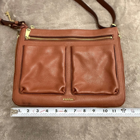 Fossil Brown Leather Crossbody Bag Purse adjustable straps - Picture 7 of 10